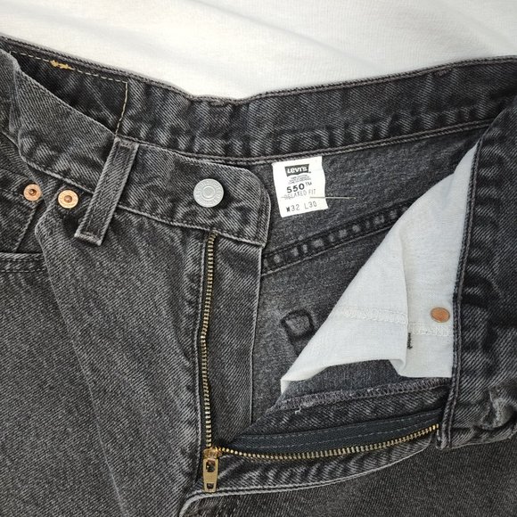 LEVI'S 550 VINTAGE Black Relaxed Fit Straight Leg High Rise W 32 L 30 100% Cot. - Picture 12 of 16